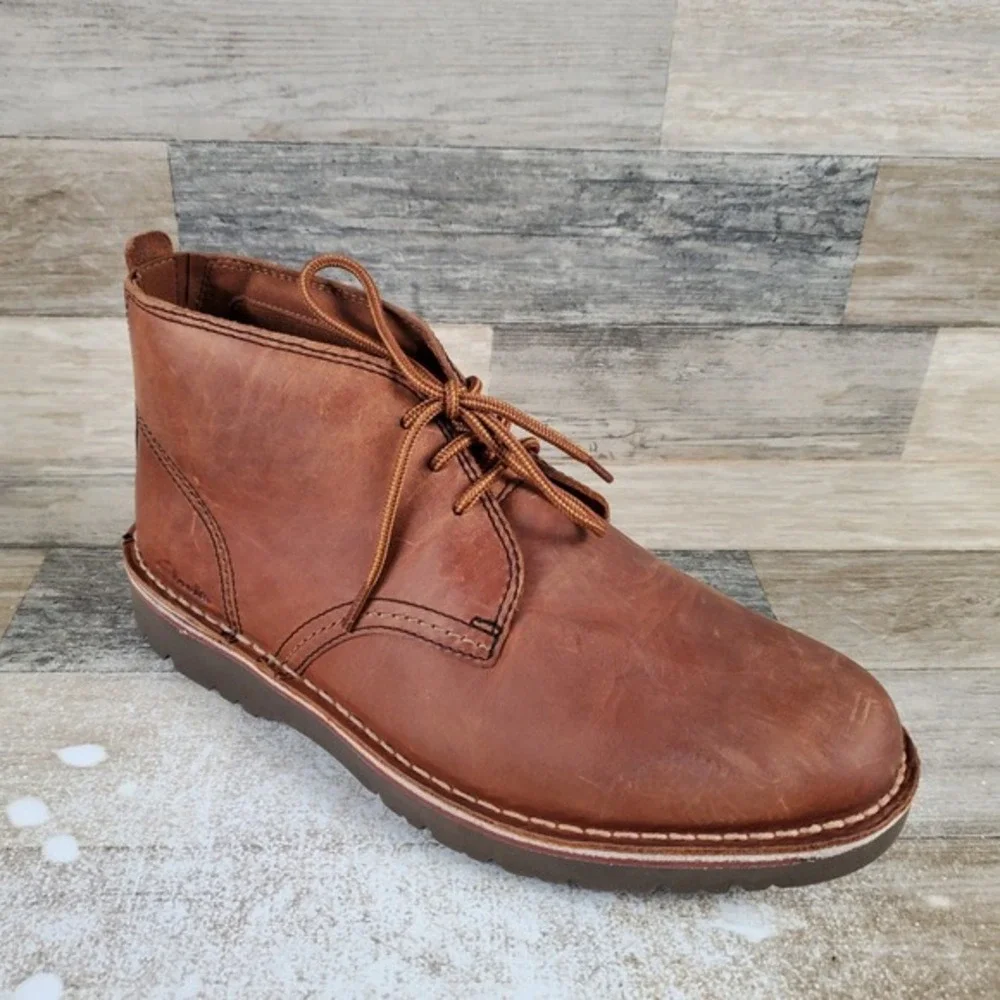 Clarks Eastridge Mid Mens Chukka Boots Sz 10 W Light Brown Leather Mid‎ Top